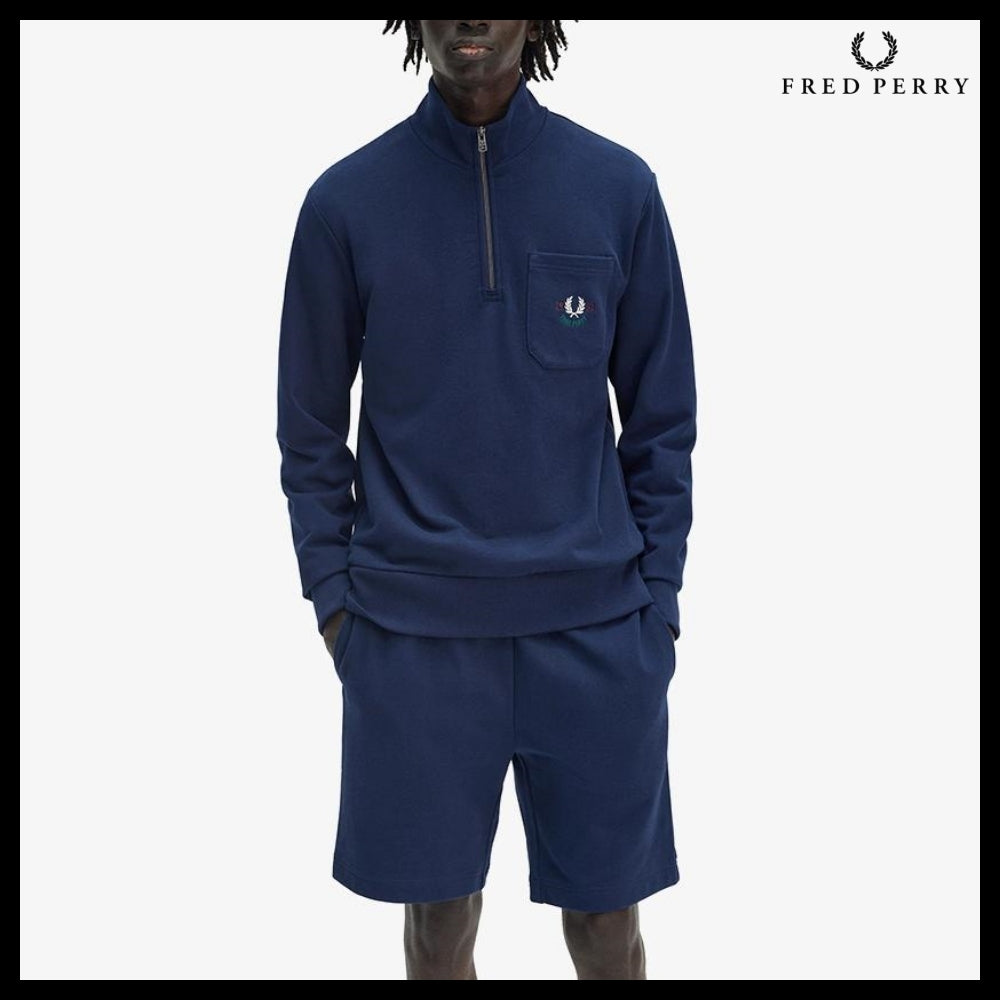 【FRED PERRY】ClubhouseEmbroideredChampionHalfzipSweatshirt