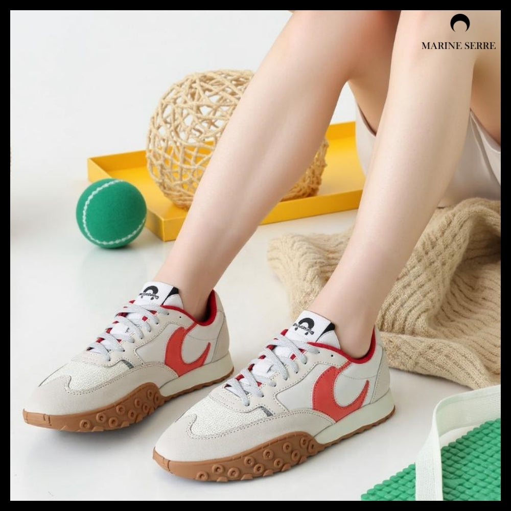 【MARINE SERRE】Unisex Red White Moonwalk Sneakers