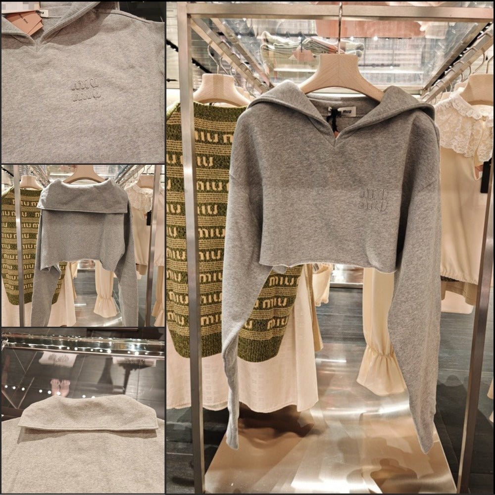 【MiuMiu】レディース ロゴ コットン クロップド
