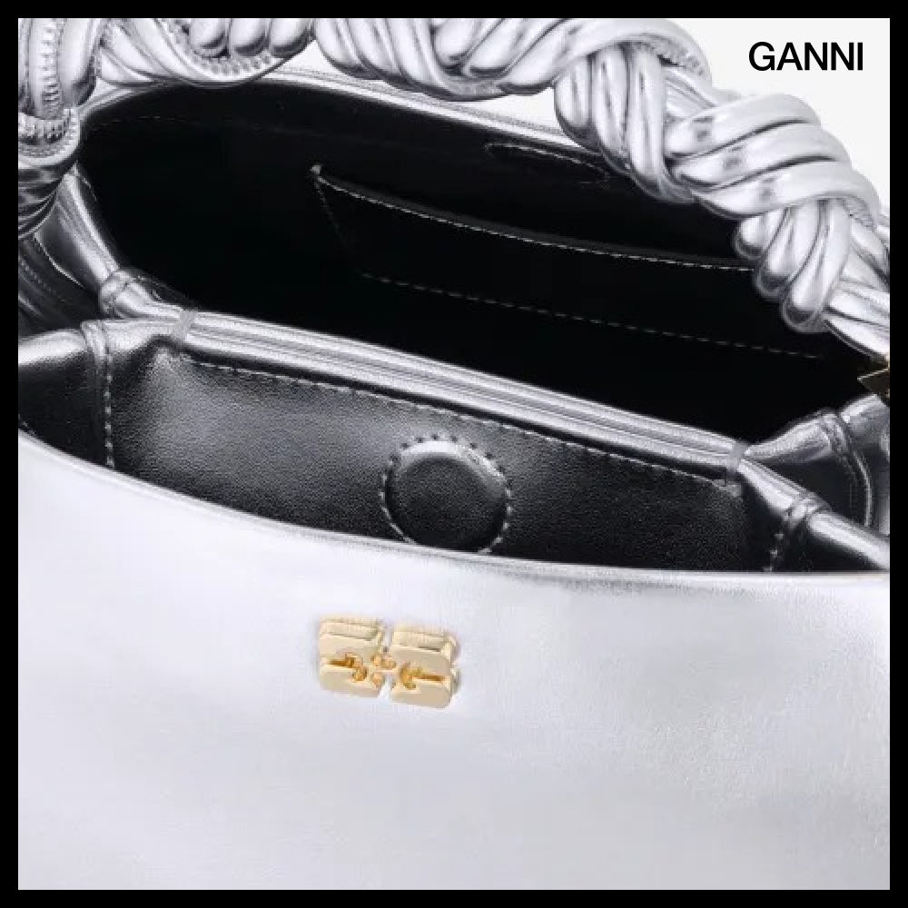 【Ganni】Small Ganni Boo Tote Bag Silver