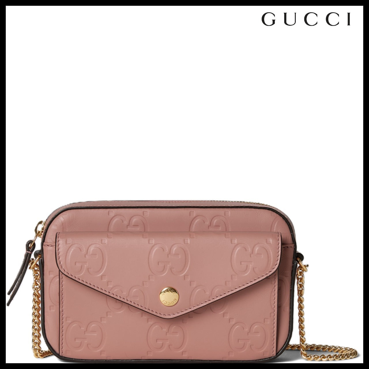 【GUCCI】GG Calf Leather Mini Shoulder Bag Dusty