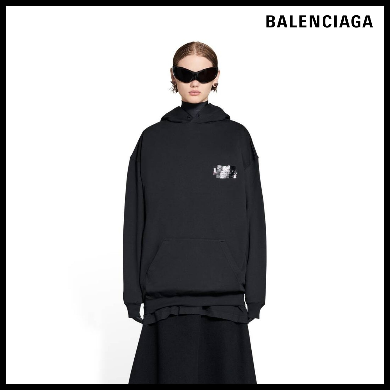 【BALENCIAGA】Black Gaffer Hoodie Medium Fit