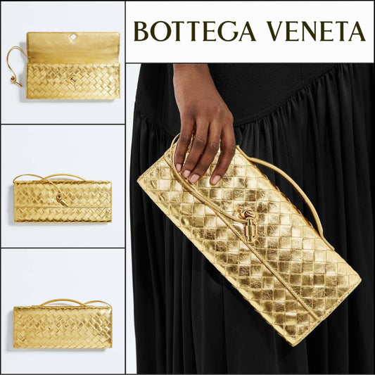 【韓国百貨店 BOTTEGA VENETA】Andiamo Clutch Bag Gold