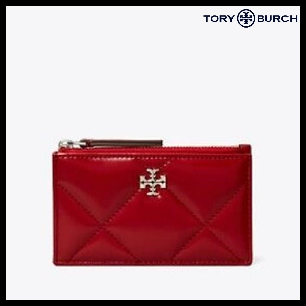【Tory Burch】Kira Diamond Quilt Zip Card Case Red