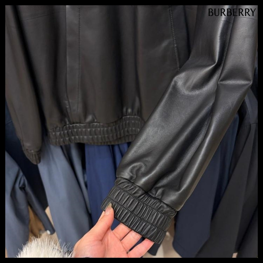 【Burberry】B Shield Lambskin Hooded T-Shirt Black