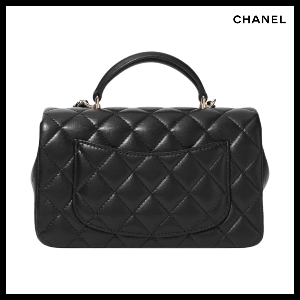【CHANEL】Mini Flap Bag with Top Handle Lambskin