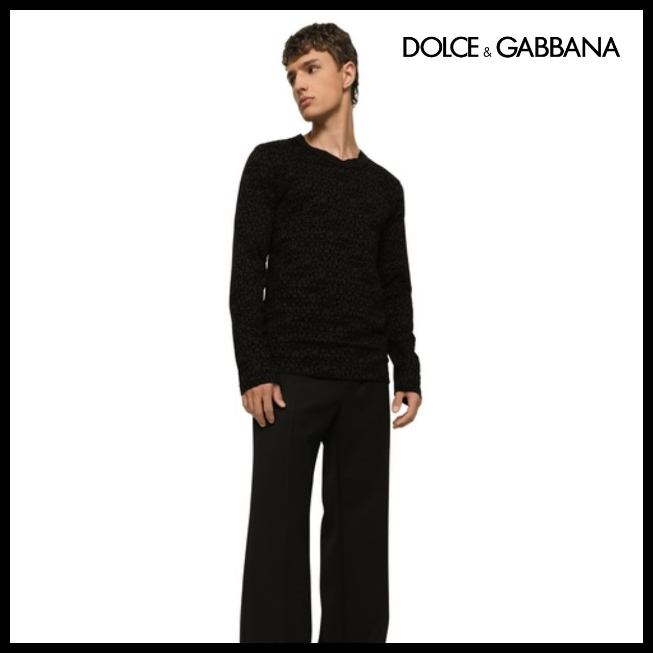 【Dolce & Gabbana】COTTON FLOCKED LONG-SLEEVE T-SHIRT
