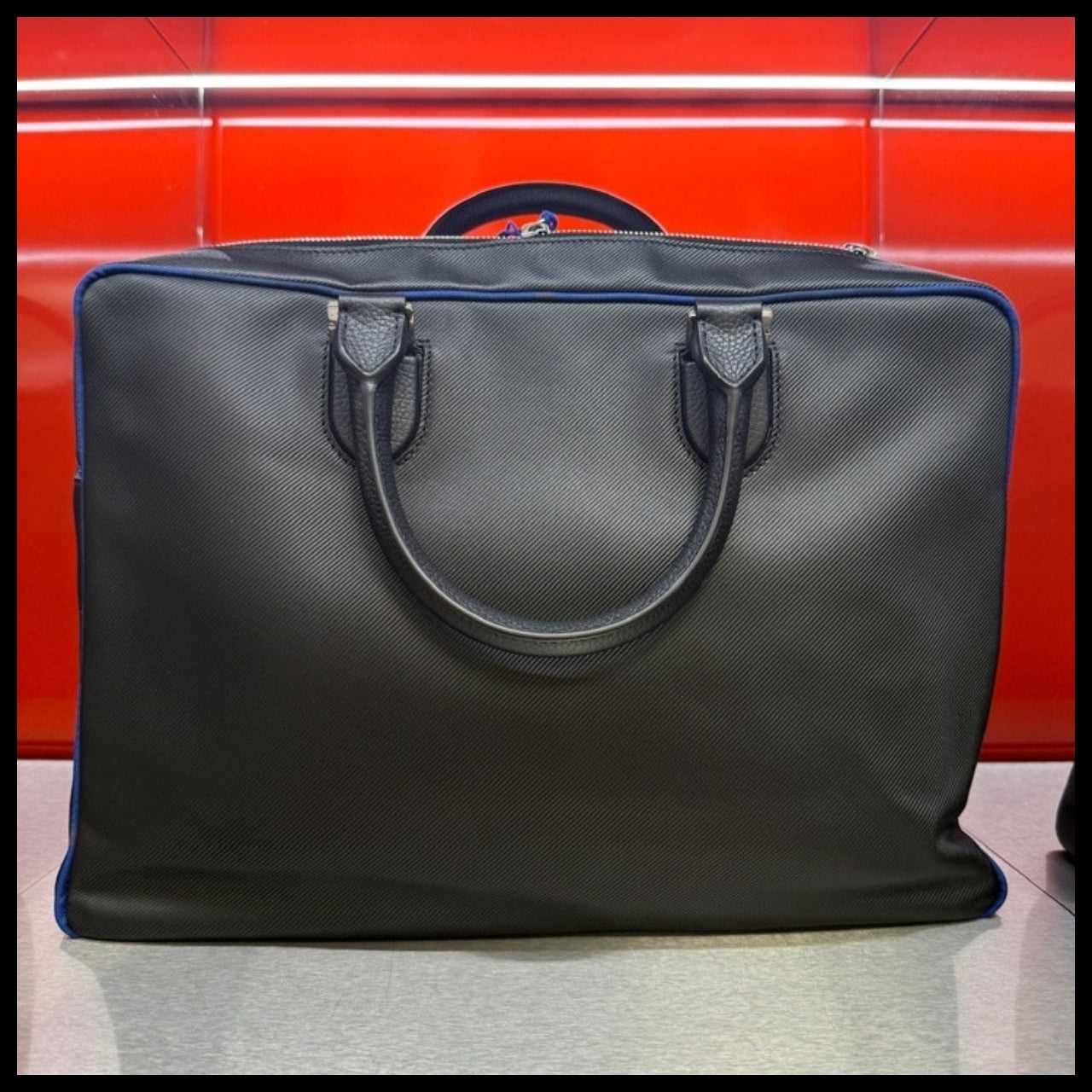 【Burberry】Twill Heritage EKD Leather Briefcase Black