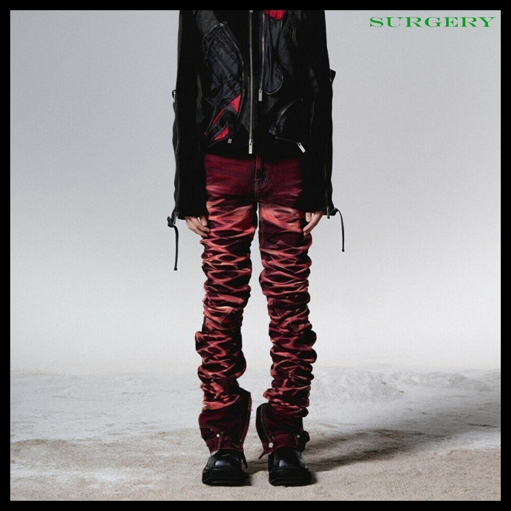 【SURGERY】Yoonseul Long Length Double Jeans Flame