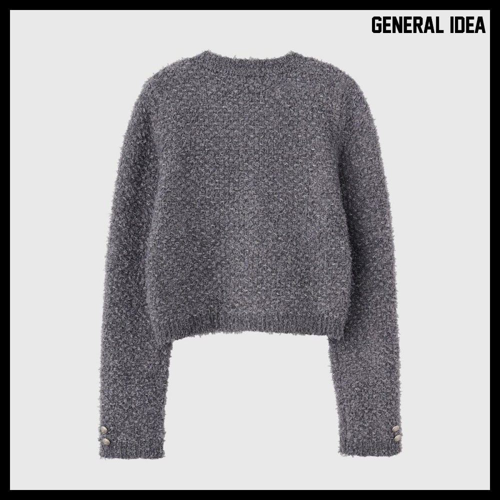 【GENERAL IDEA】Boucle Tweed Knit Jacket CHARCOAL