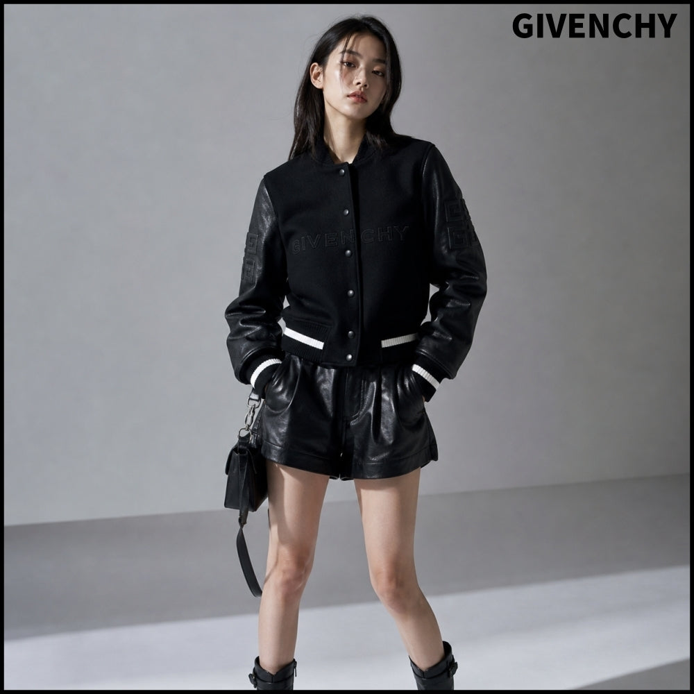 【GIVENCHY】Cropped Varsity Jacket Black