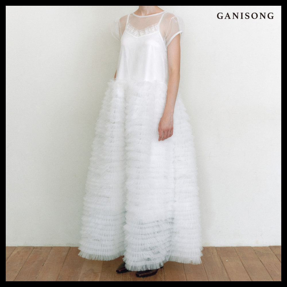 【GANISONG】Bridal Cakewalk Dress White