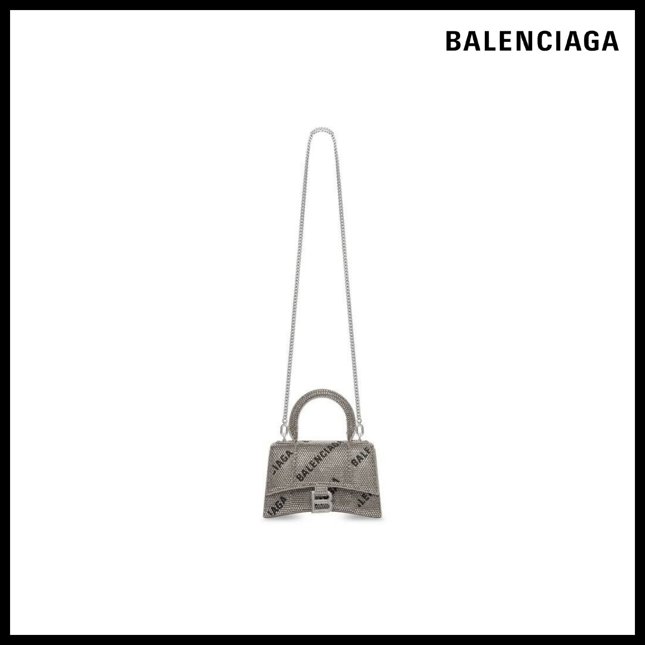 【BALENCIAGA】Hourglass XS Handbag Chain Allover Logo