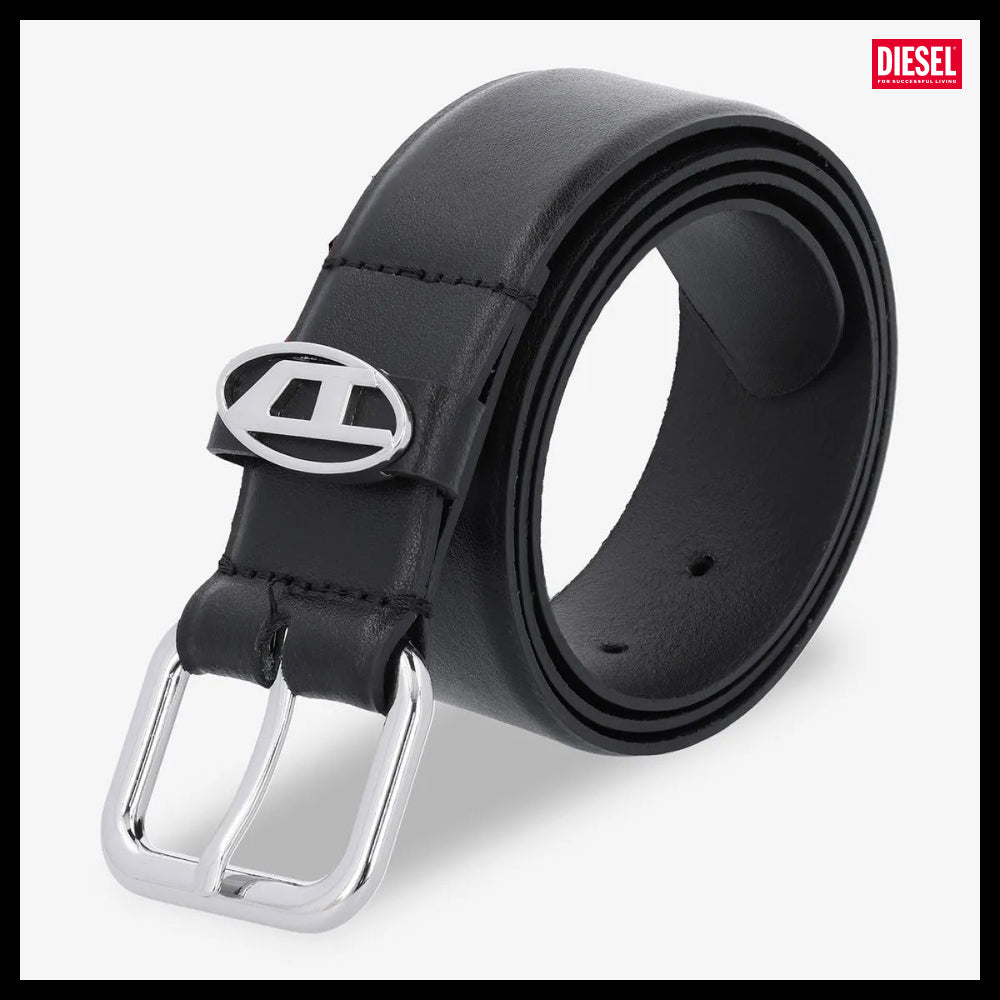 【DIESEL】Oval D Logo B 1DR Belt Black