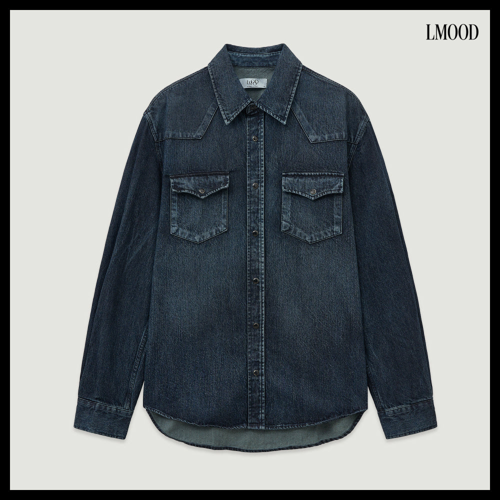 【LMOOD】Leo Western Denim Shirt Midnight Blue