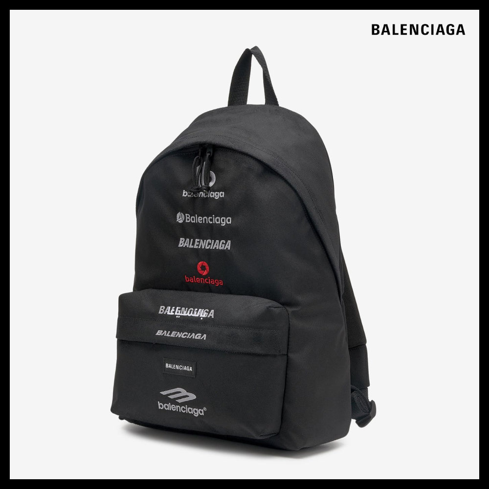 【BALENCIAGA】Logo Embroidered Explorer Backpack Black