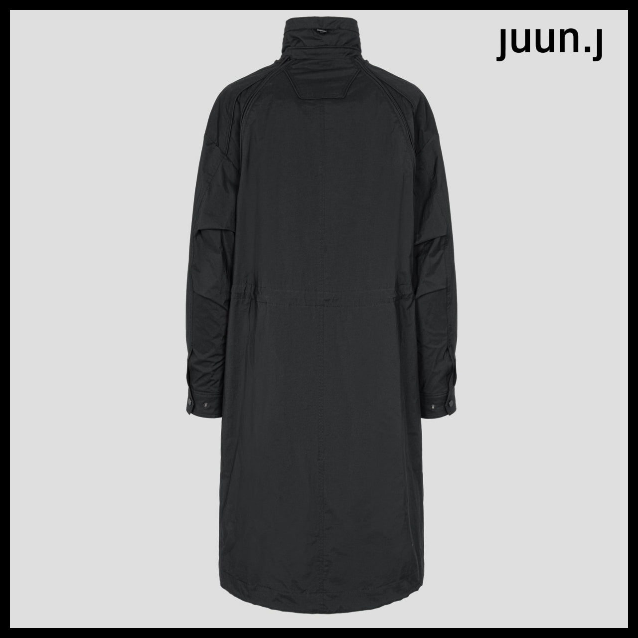 【JUUN.J】Stand Collar Sleeve Detachable Mac Coat Black
