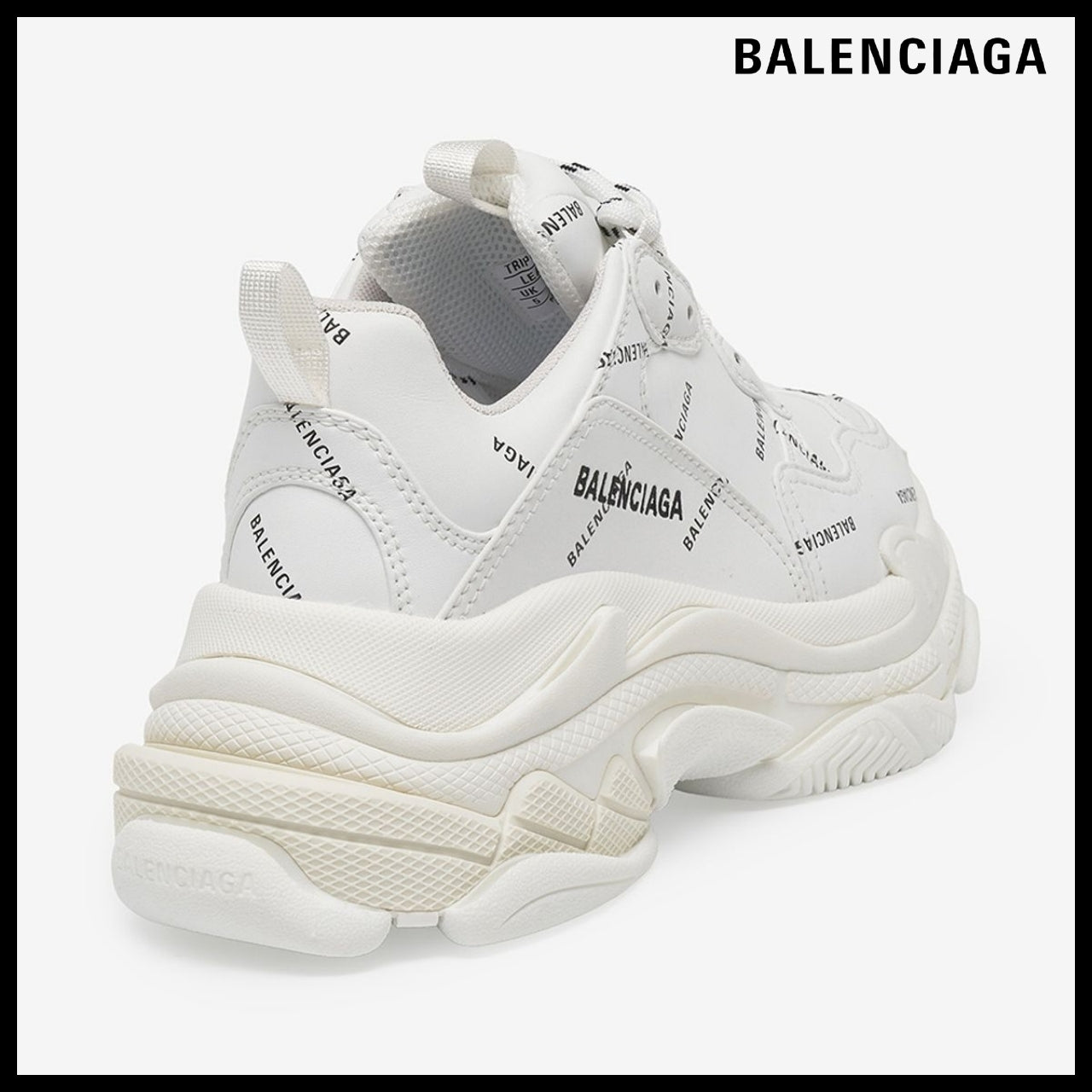 【BALENCIAGA】Triple S Sneaker Allover Logo White Black