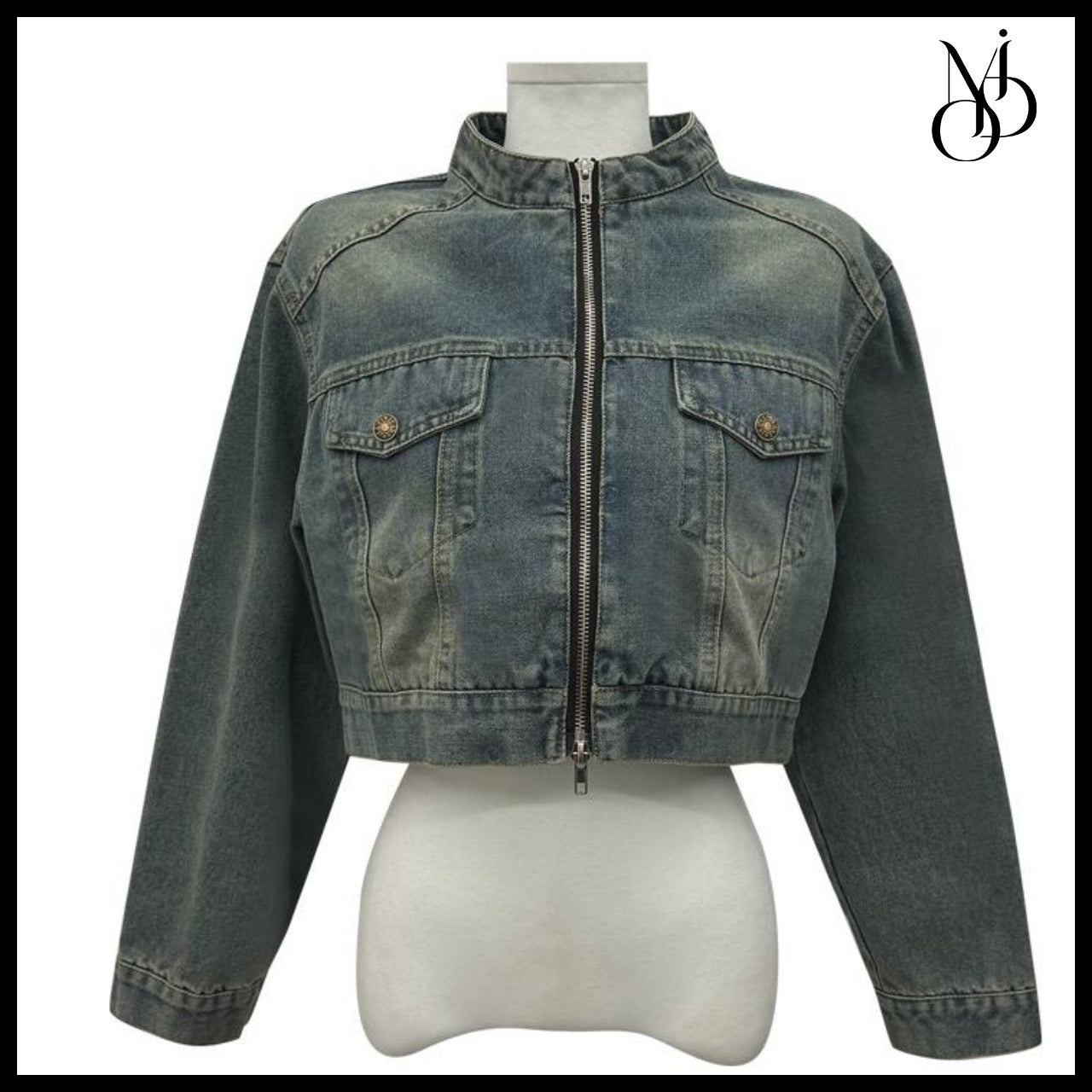 【MODIMOOD】Vintage Denim Two-Way Zip-Up Jacket 2 Colors
