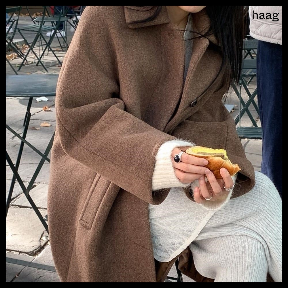 【HAAG】A Wool Single Coat Brown