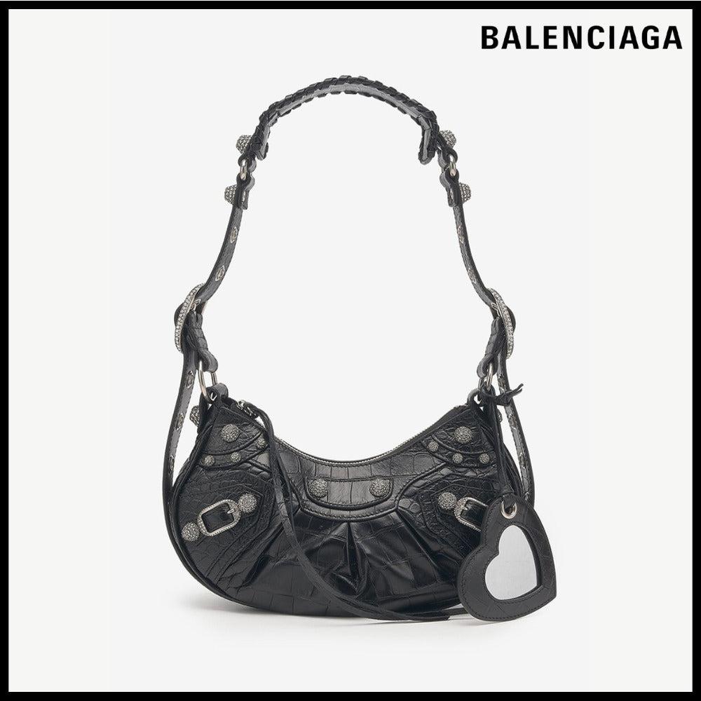 【BALENCIAGA】Crocodile Embossed Le Cagole XS Shoulder Bag