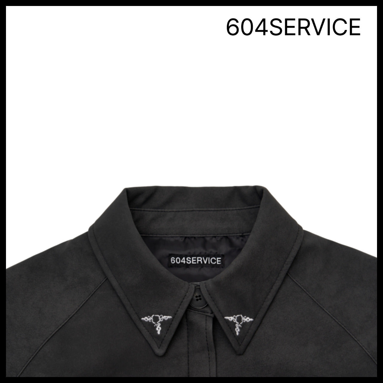 【604service】EMBROIDERED LEATHER JACKET IN BLACK