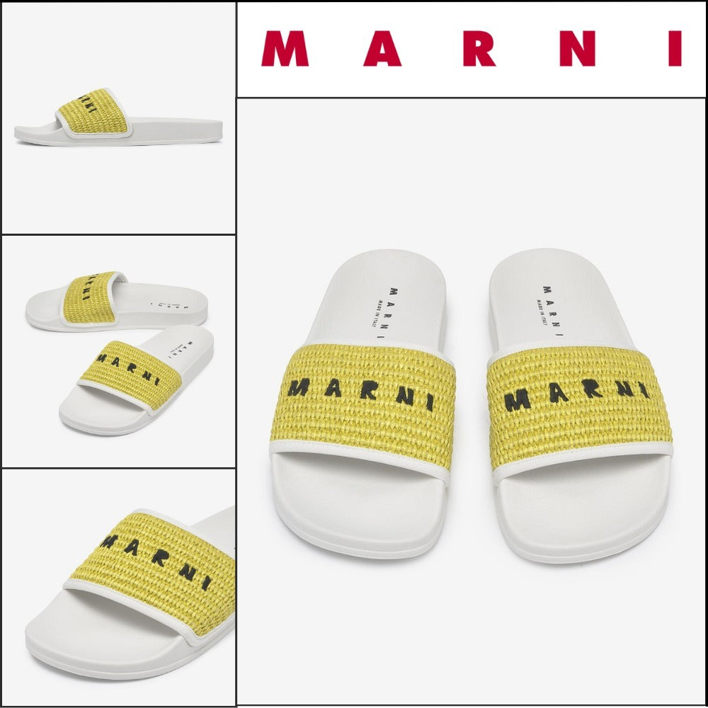 【MARNI】RAFFIA SANDAL GREEN WHITE