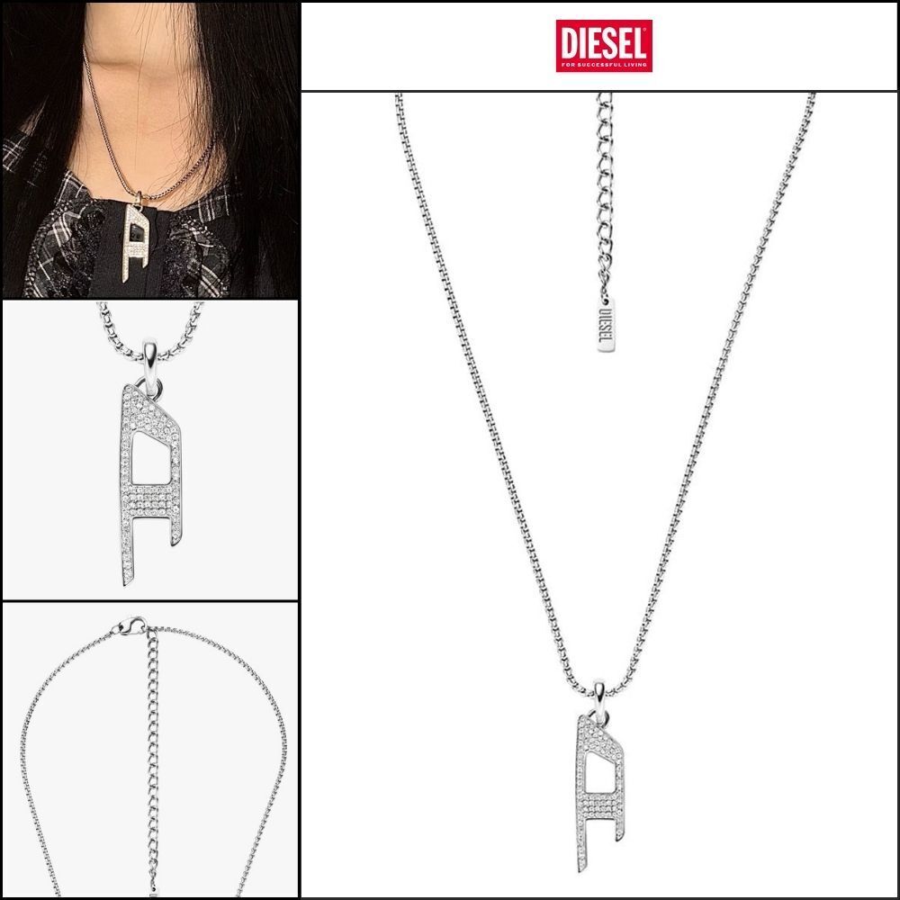【DIESEL】D Logo Chain Pendant Necklace