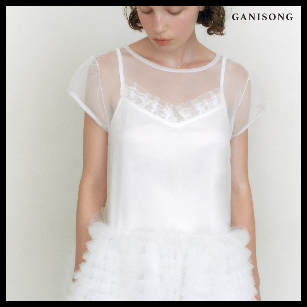 【GANISONG】Bridal Cakewalk Dress White