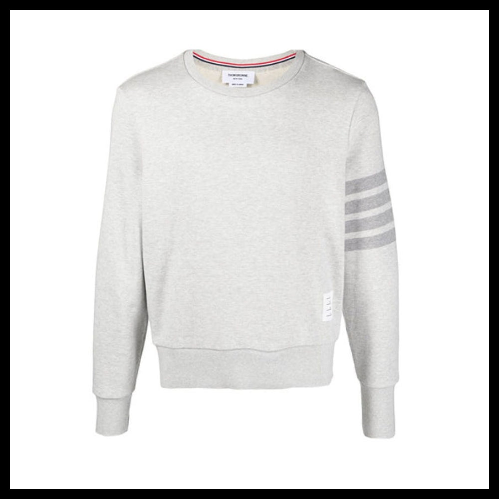 【THOM BROWNE】4-Bar Stripe Terry Sweatshirt Light Grey