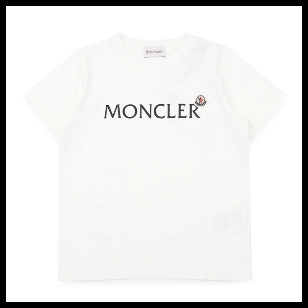 【MONCLER】Kids Lettering Print Patch T-Shirt White