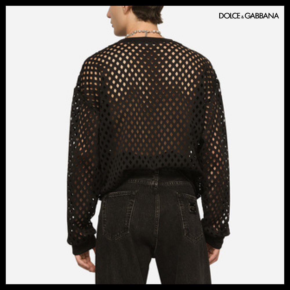 【Dolce&Gabbana】PERFORATED JERSEY SWEATSHIRT EMBOSSED TAG