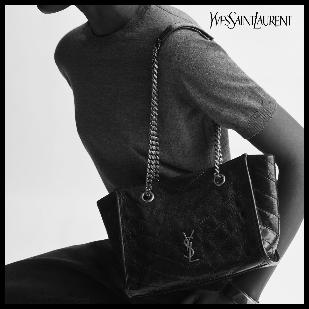 【Saint Laurent】Vintage Leather Small Shopping Tote