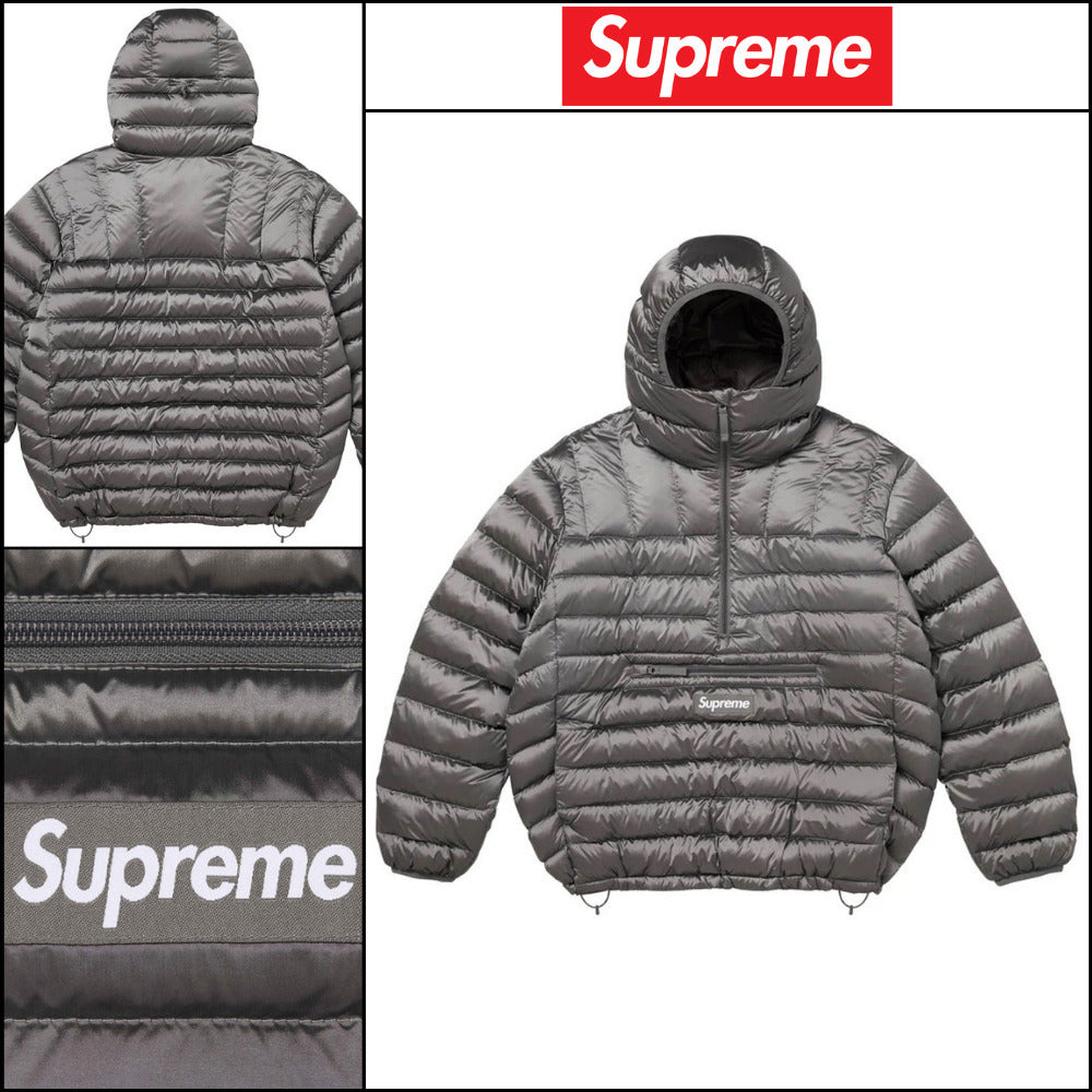【Supreme】Micro Down Half Zip Hooded Pullover Silver 25FW