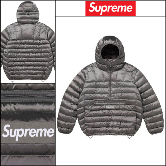 【Supreme】Micro Down Half Zip Hooded Pullover Silver 25FW