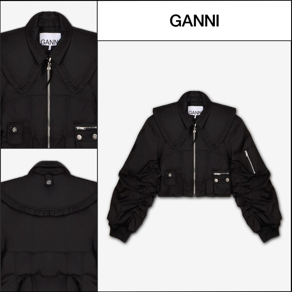 【Ganni】Duchess Nylon Jacket Black