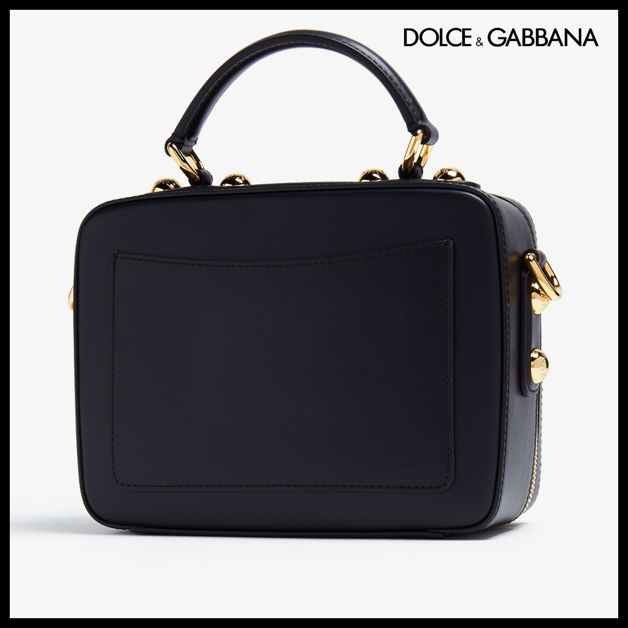 【Dolce & Gabbana】Logo 3.5 Leather Top-Handle Bag Black