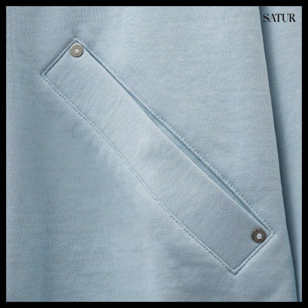 【SATUR】Applique Rivet Hoodie Sky Blue