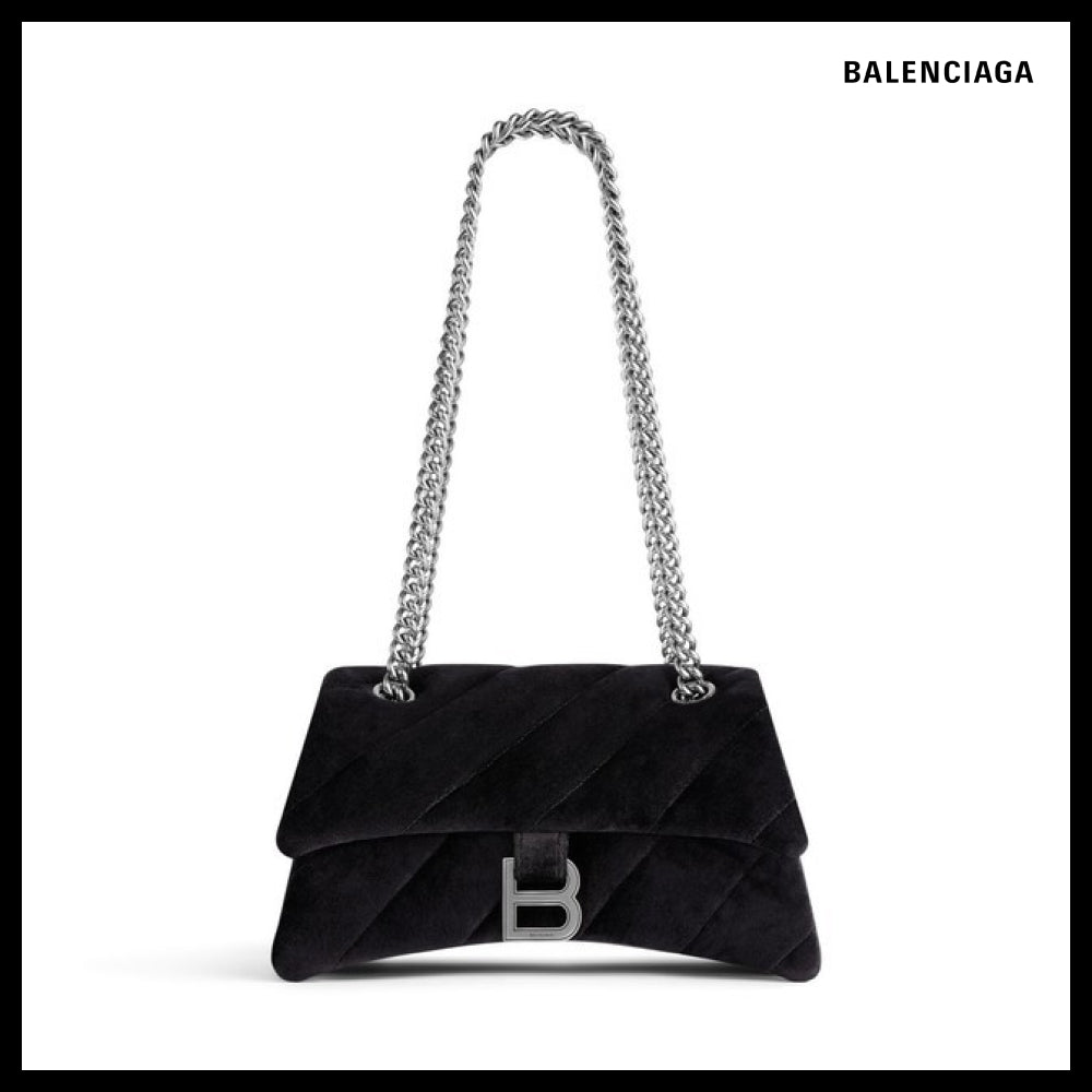 【BALENCIAGA】Crush Small Chain Bag Quilted Velvet Jersey