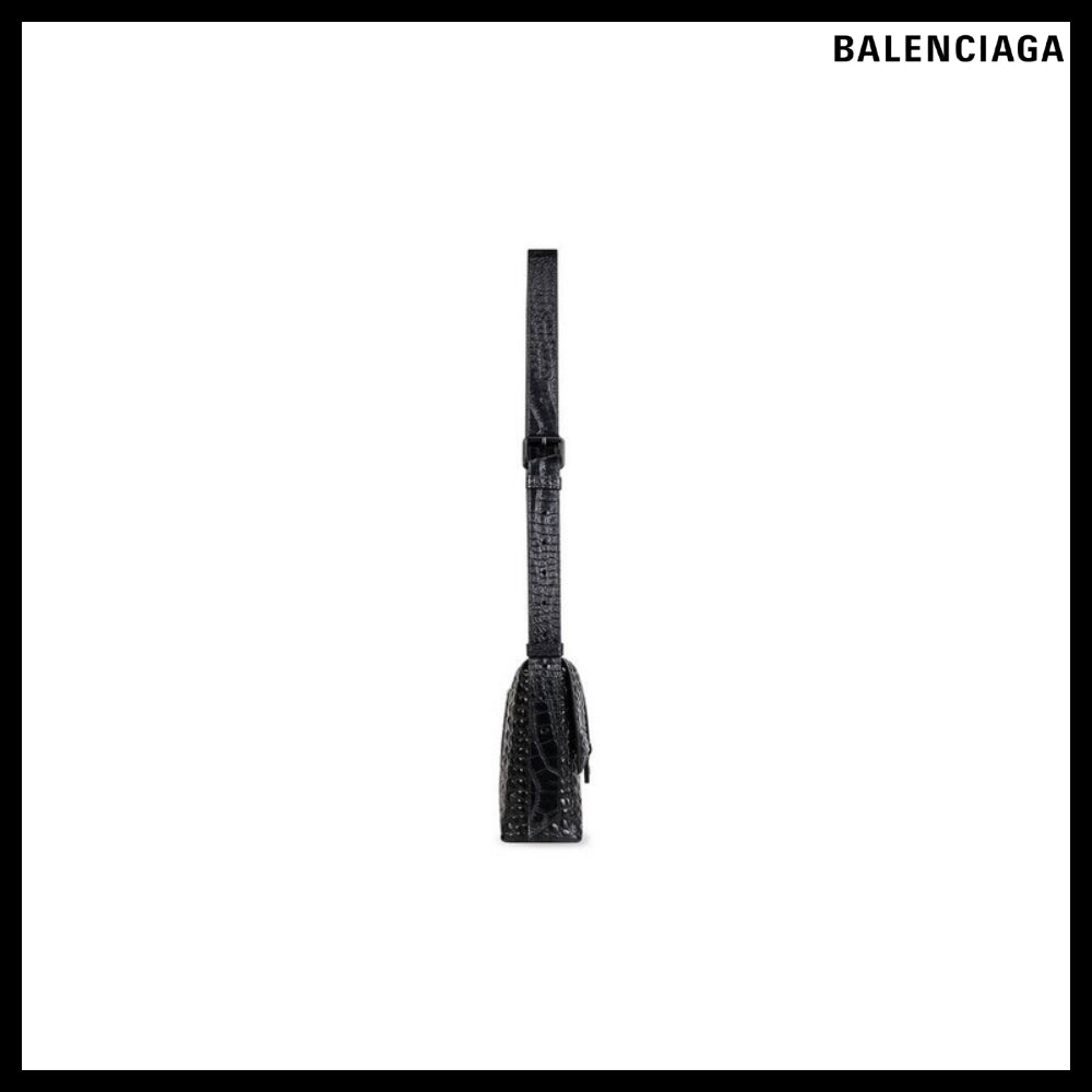 【BALENCIAGA】Downtown XS Shoulder Bag Crocodile Embossed
