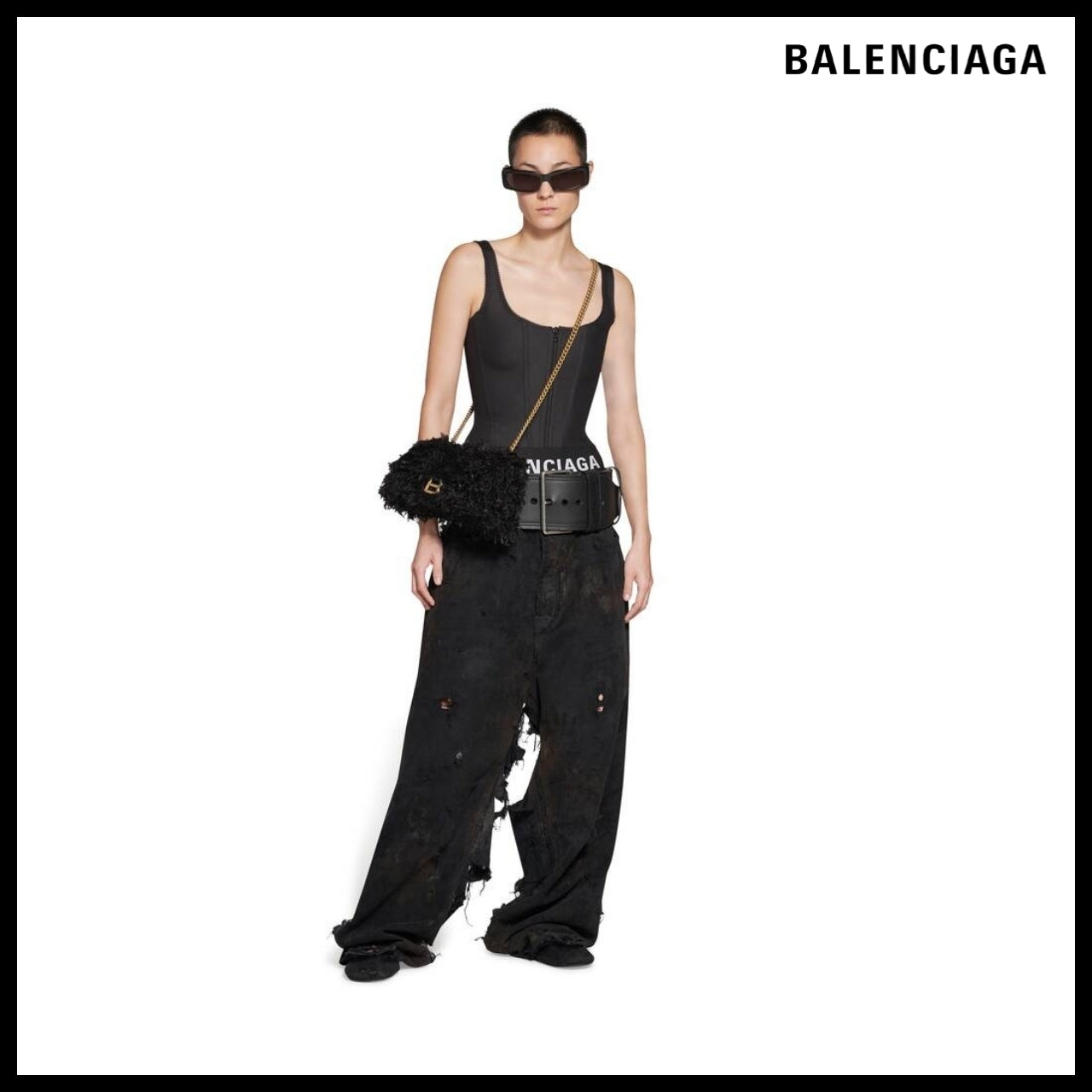【BALENCIAGA】Crush Small Chain Bag with Fabric Feathers