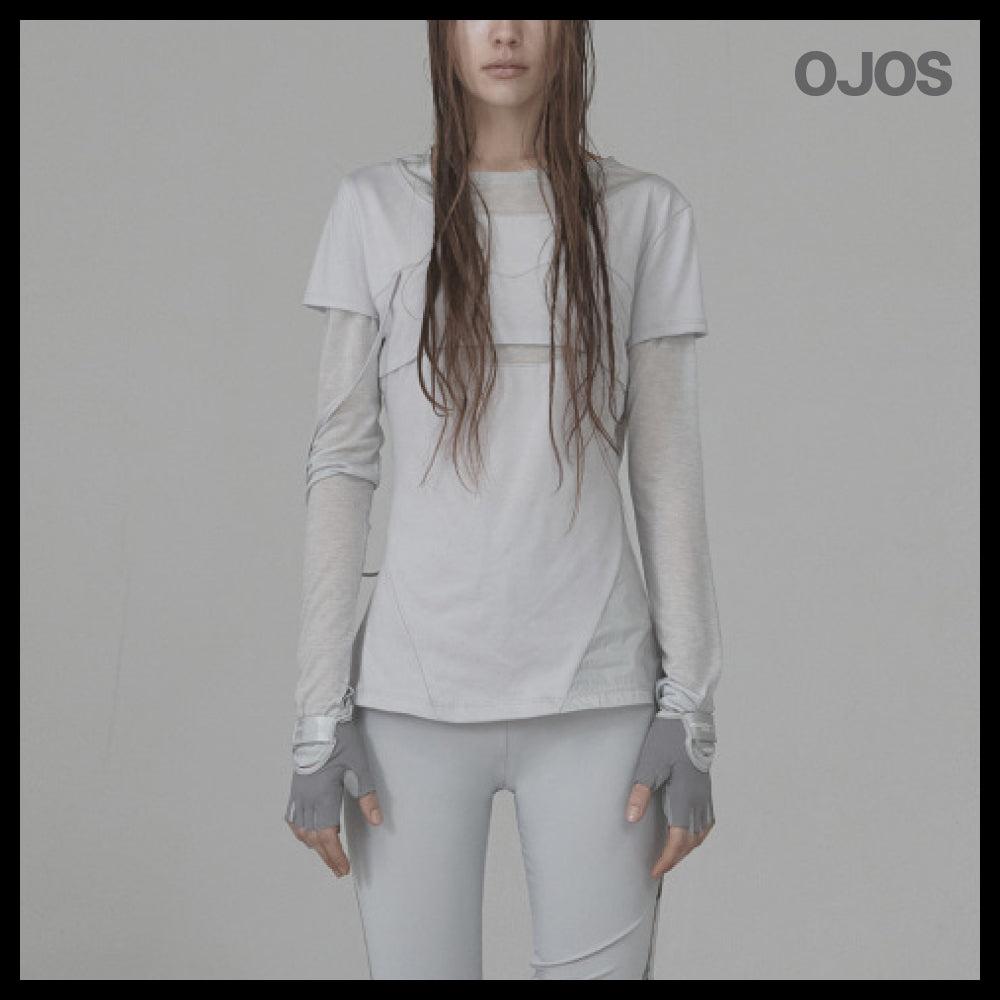 【OJOS】Layered Shoulder Strap Long Sleeves 4colors