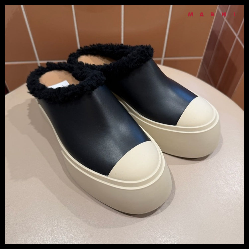 【Marni】PABLO Shearling Leather Women’s MuleSneakers Black