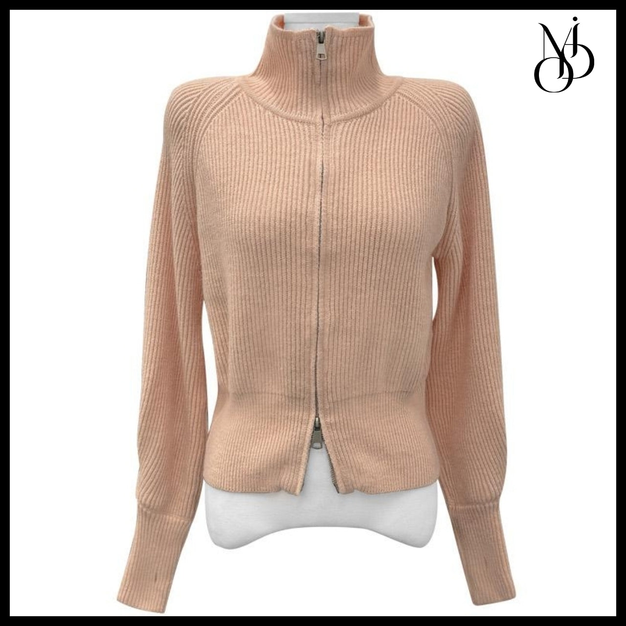 【MODIMOOD】Turtleneck Two-Way Pintuck Sleeve Knit Zip-Up