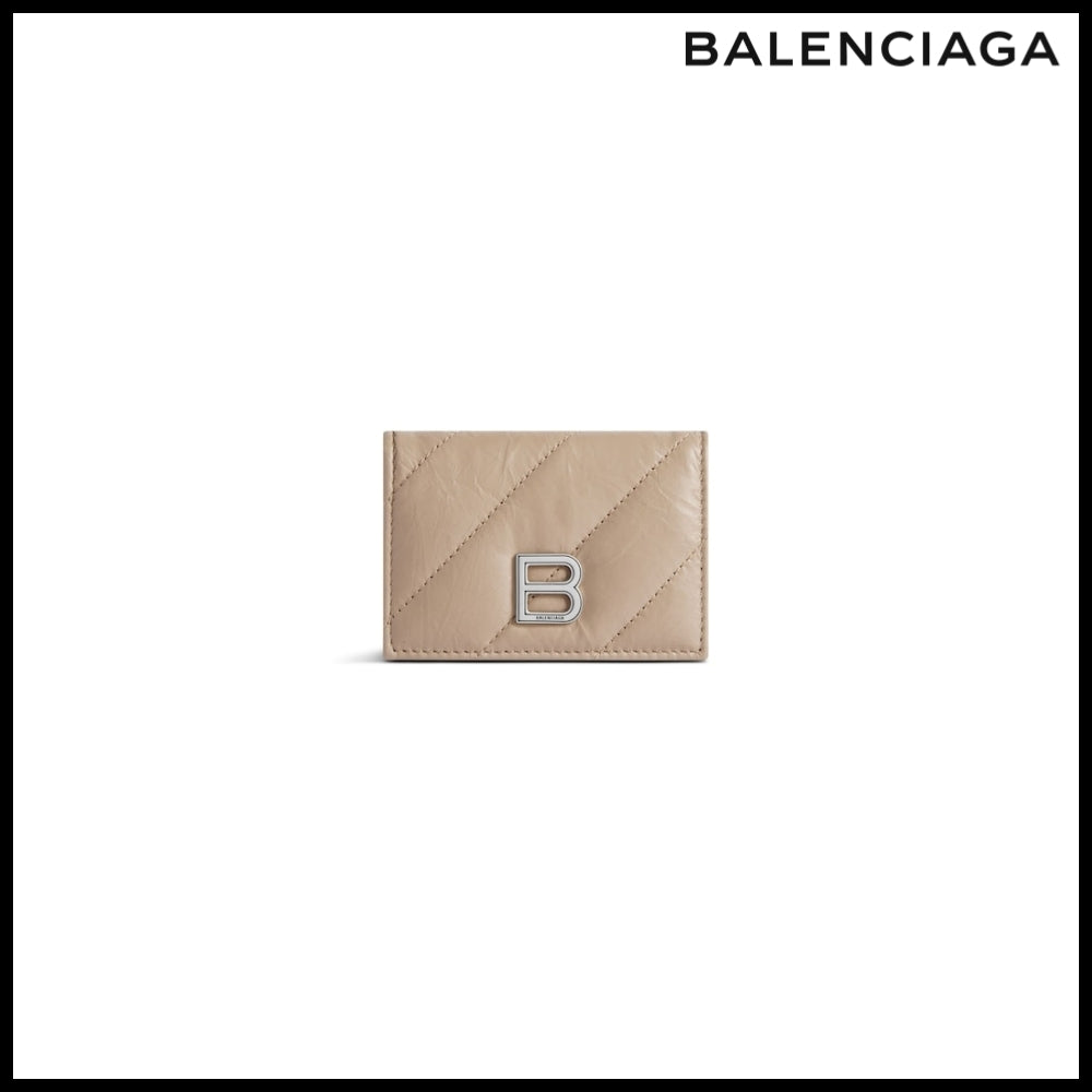 【BALENCIAGA】Crush Mini Wallet Quilted Beige