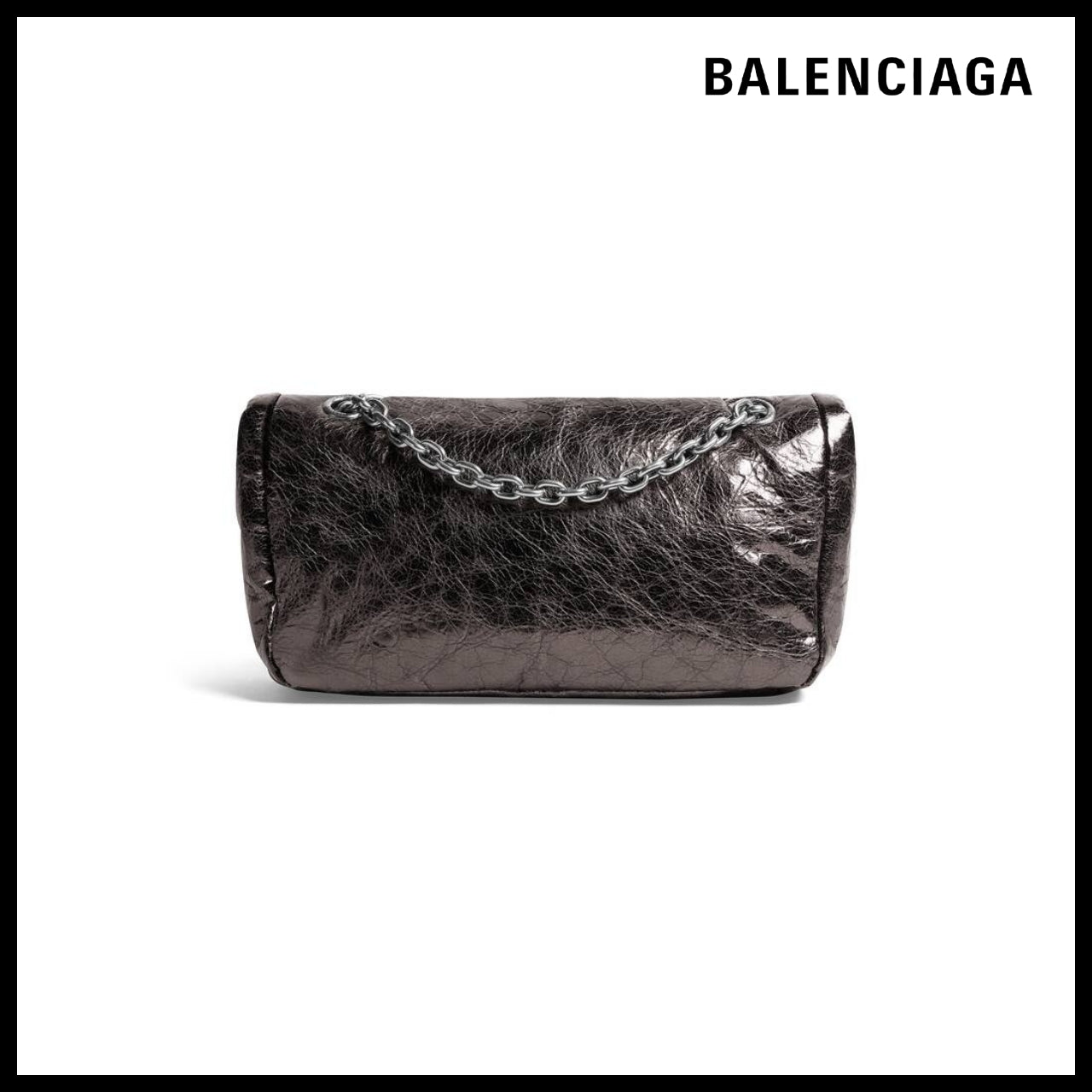 【BALENCIAGA】Monaco Small Chain Bag Metallized Dark Grey