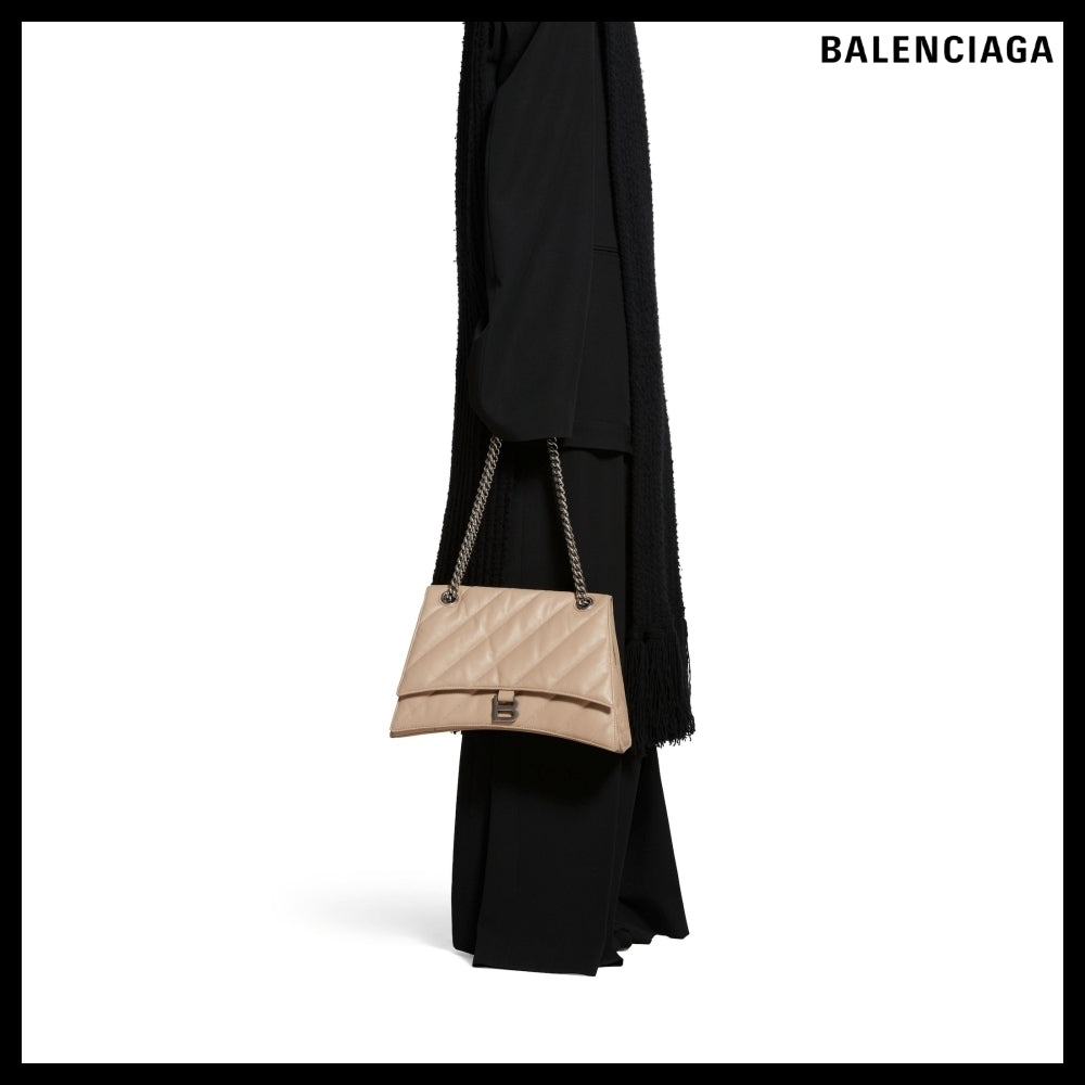 【BALENCIAGA】Crush Medium Chain Bag Quilted in Beige