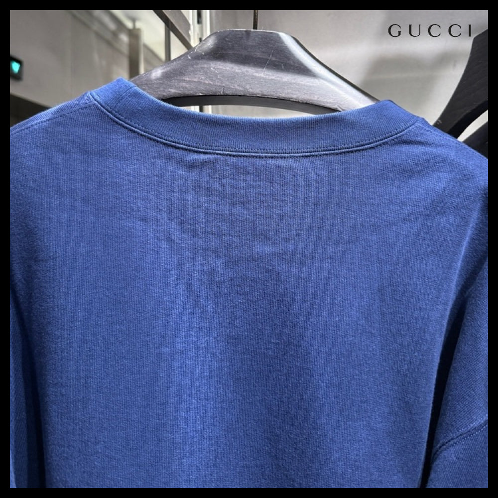 【GUCCI】Horse Embroidered Cotton Crewneck Sweatshirt Inchio