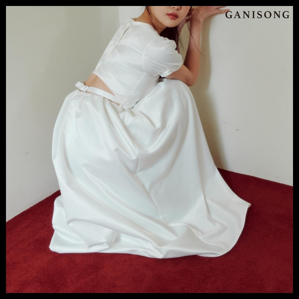 【GANISONG】Bridal Back Open Dress White