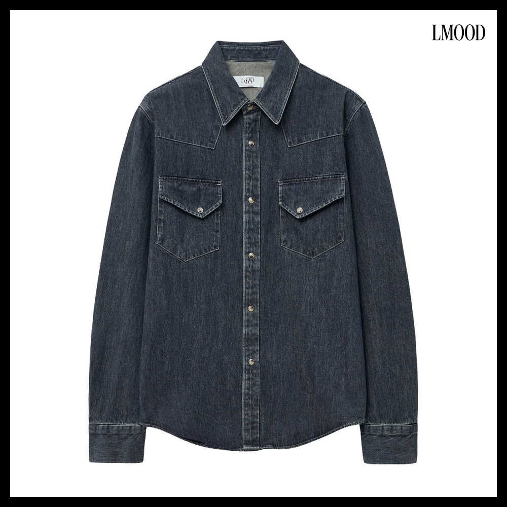 【LMOOD】Bad Guy Denim Western Shirt 3 Colors